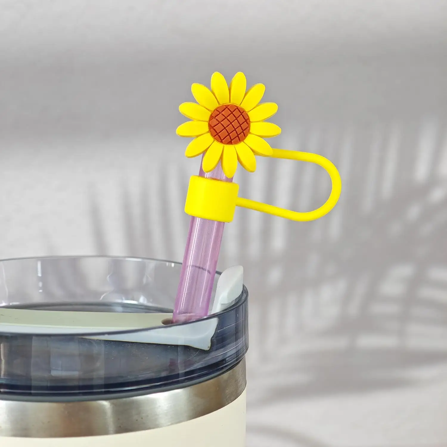 New Arrival Yellow Silicone Cup Sleeve with Sunflower Decoration Stanley Cup Accessory Protective Cover Cup Pad