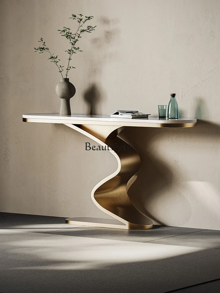 Light luxury high-end entrance table against the wall End view table Aisle corridor shelf entrance table