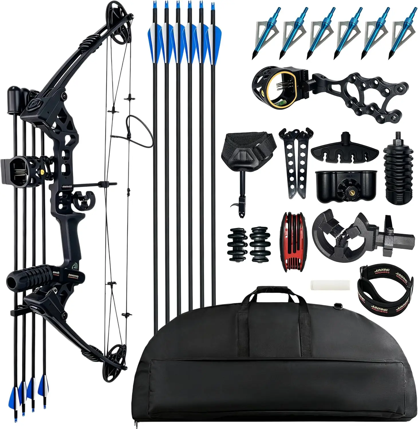 Compound Bow Hunting Package, 0-70 lbs Draw Weight, Ready to Hunt, 320 FPS, No Bow Press Required