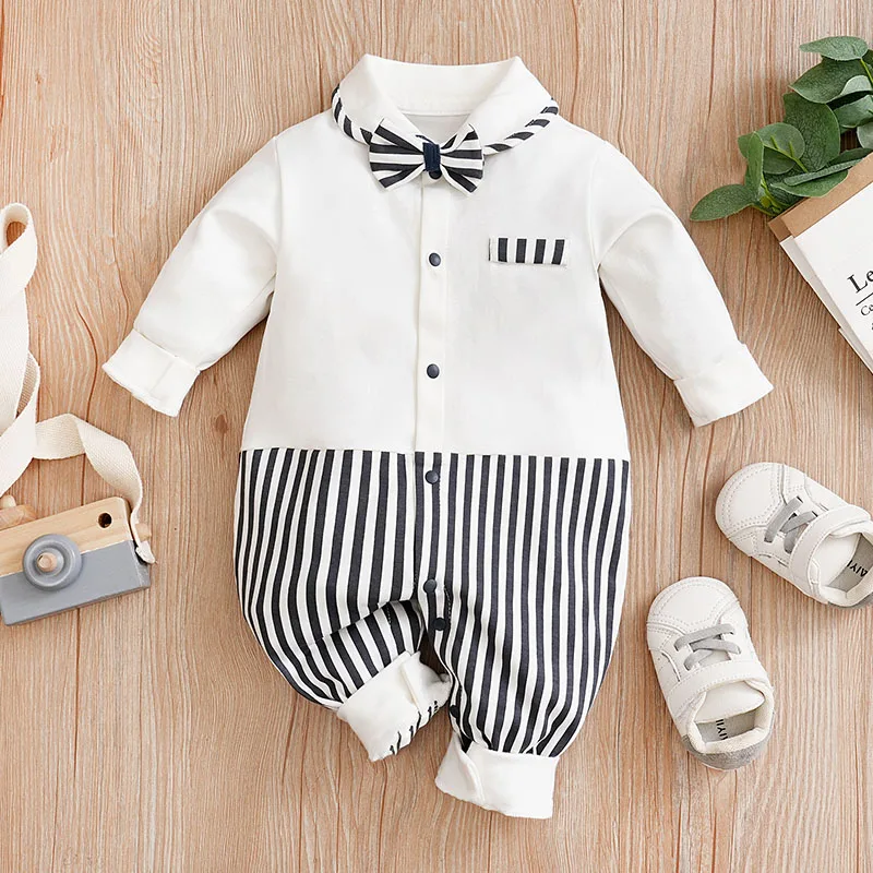 Baby Boys Outfit Infant Clothes Cotton Jumpsuit Long Sleeve New Spring Soft Gentleman Suits Autumn Toddler Costume Romper Casual