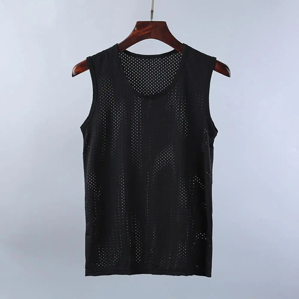 Summer Mesh Men Vest Top O Neck Hollow Out Sport Vest Quick Dry Sleeveless Sweat Absorption Gym Fitness Jogging Tank Pullover