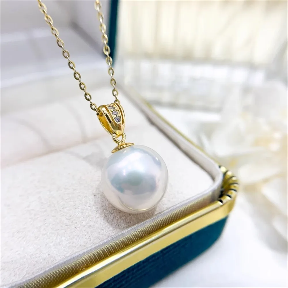 

DIY Pearl Accessories S925 Sterling Silver Pendant with Empty Support Gold Silver Necklace Pendant Fit 8-13mm Circle D034