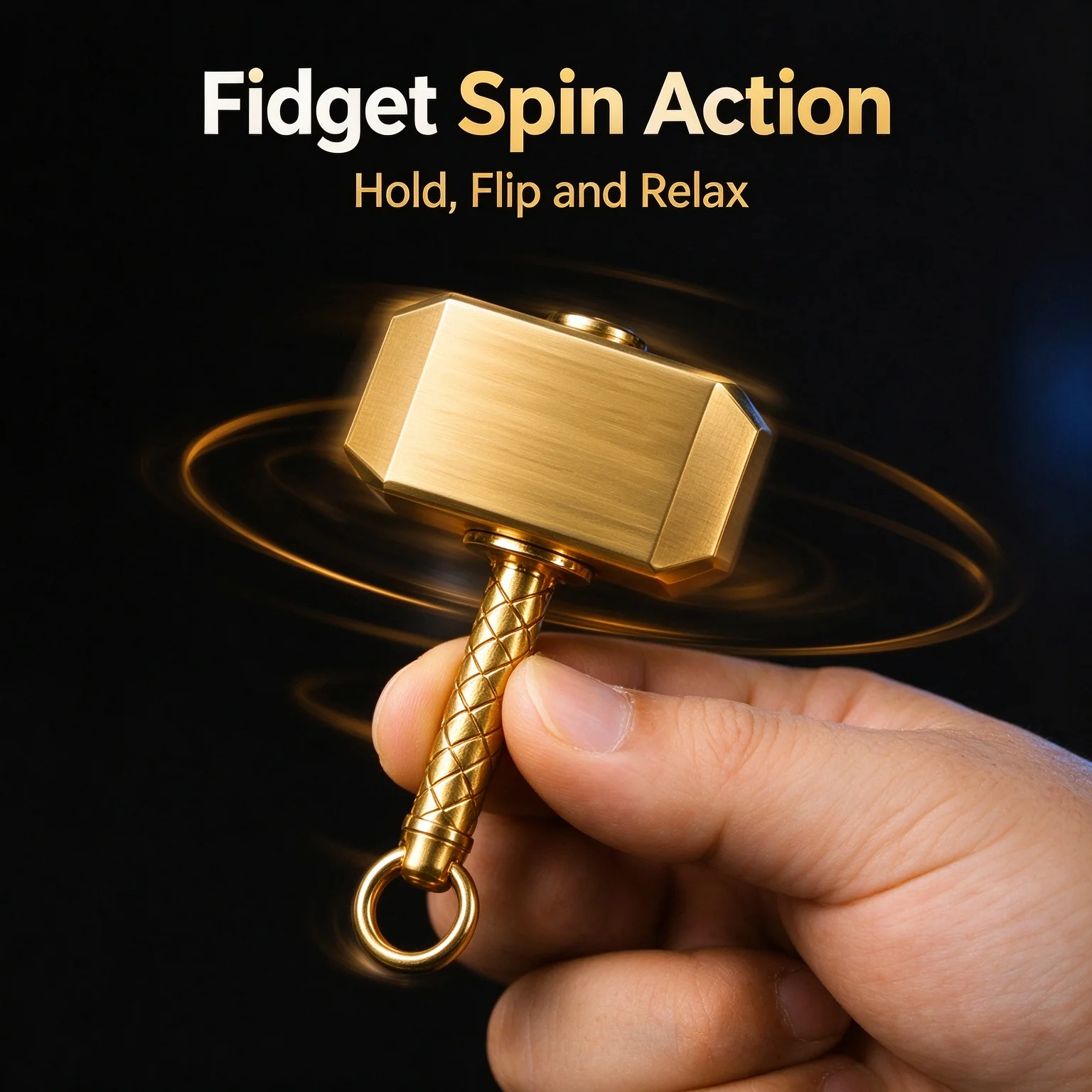 Alloy Mini Hammer Fidget Spinner Heavy Metal EDC Hand Spinner Stress Relief Desk Fidget Toy Pocket Collectible