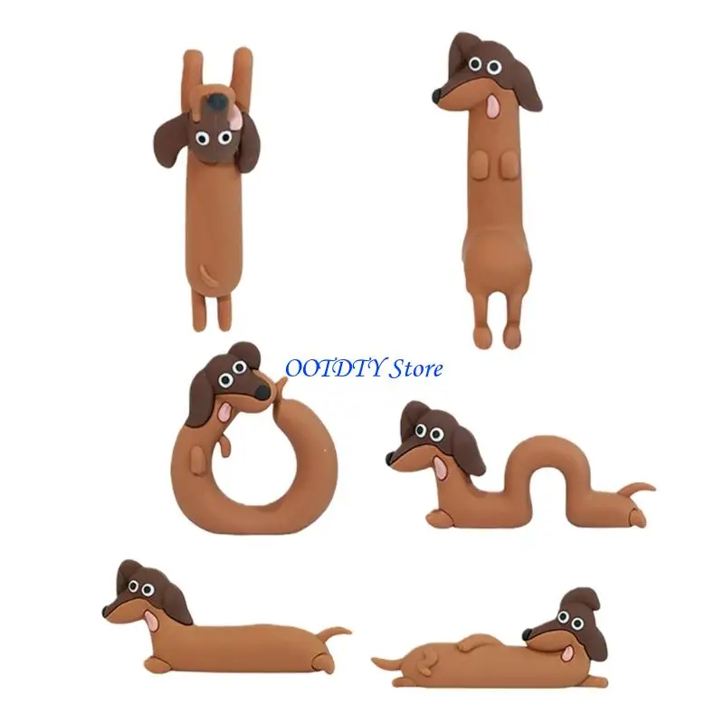 367A 2/6Pcs Lovely Dog Figurines Computer Monitor Decors Dog Statue Table Decoration