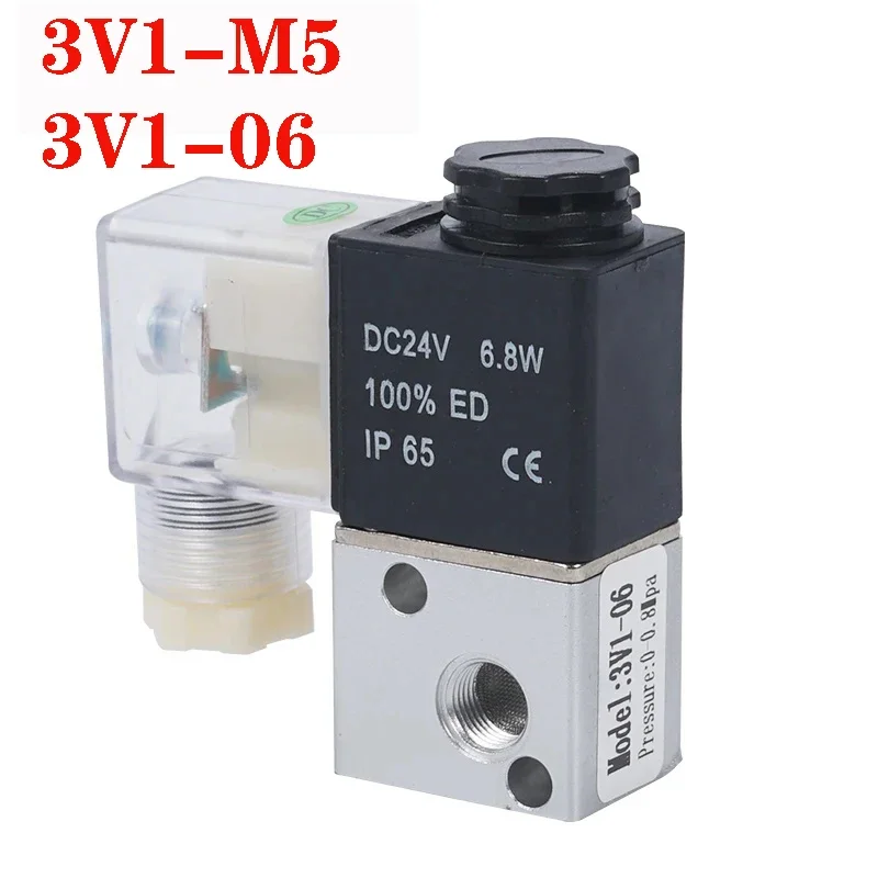 

AC220V DC24V DC12V 3V1-M5 3V1-06/08 2 Position 3 Way Pneumatic Solenoid Valve Port 1/8" 1/4"NC Electric Magnetic Valve