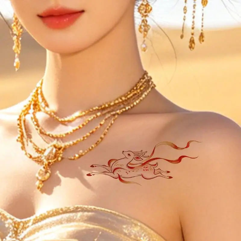 Chinese Style Temporary Tattoo Stickers Waterproof Long Lasting 5 Sheets for Body Art Party Festival Decoration