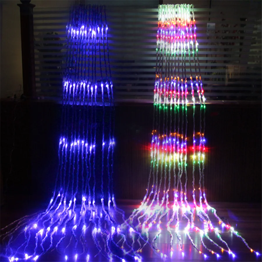 Imagem -02 - Natal Led Cachoeira Cortina Icicle Fada Luzes da Corda 3x2m 3x3m Led Luzes Guirlanda para Casa Festa de Casamento Decoração de Fundo