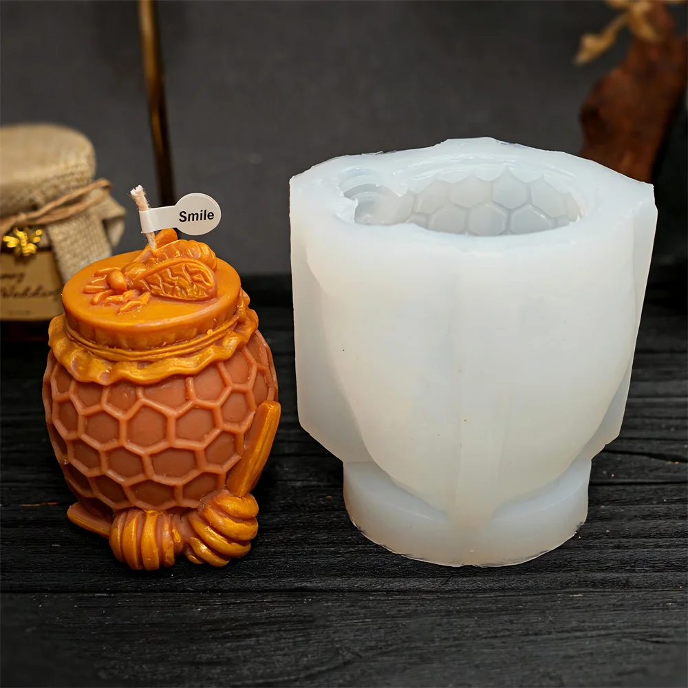 Honeycomb Pillar Candle Mold Beehive Honey Jar Silicone Mold Realistic Honeycomb Pillar Resin Mold DIY Soap Mold for Home Decor - view 5