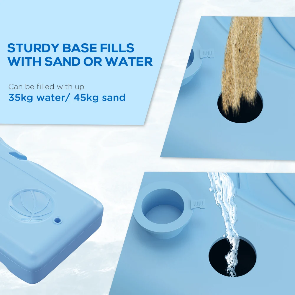 Soozier Basketballkorbständer am Pool, 36,5–48,5 Zoll, höhenverstellbar, tragbares Reifensystem, transparente, befüllbare Basis, ganze Familie, Blau