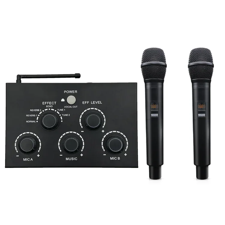 

K3P UHF Handheld Mic Metal Karaoke Wireless Microphone Mixer Receiver System With Vocal Cut for Amplifier Speaker DVD Player