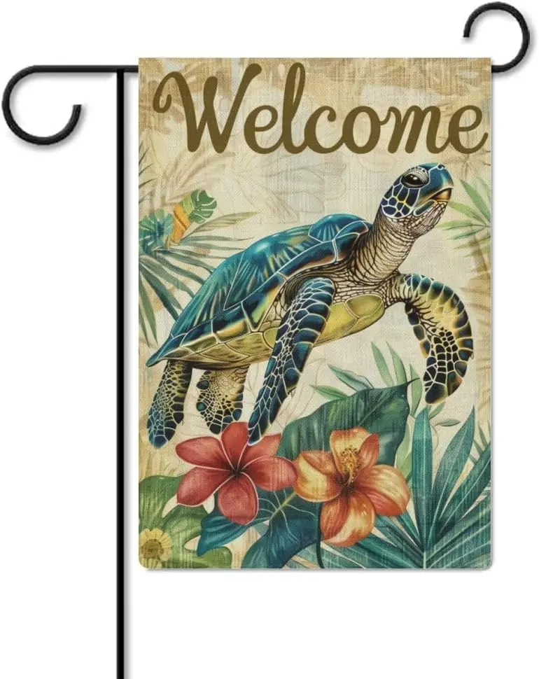 Welcome Sea Turtle-5 Garden Flag 12x18 Inch Double Sided for Outside Small Burlap Yard Flag, style