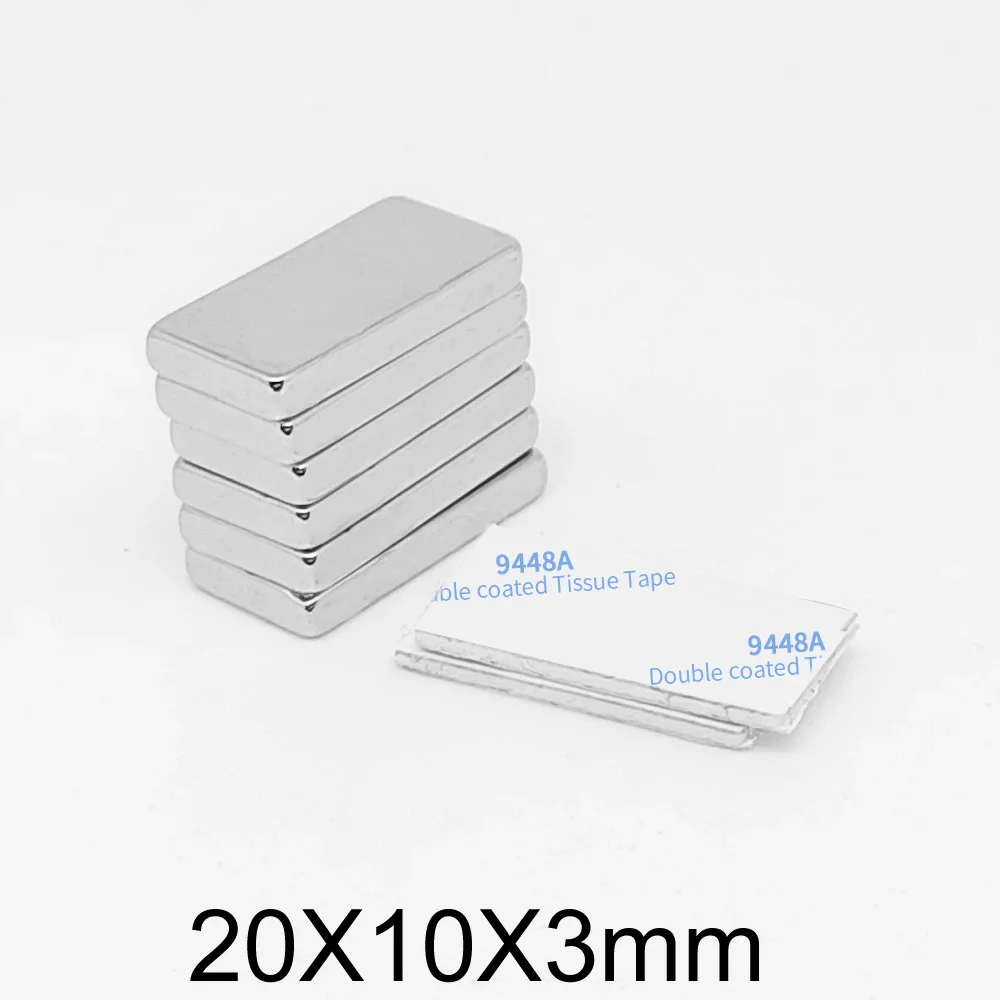 5/10/20/30/50/100PCS 20x10x3 mm Block Rare Earth Magnet With 3M Glue Tape 20*10*3 Permanent Neodymium Magnet Sheet 20x10x3mm