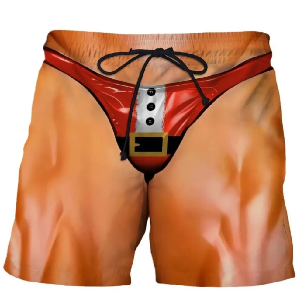 2026 Summer Fashion New Men's Casual Outdoor Sports Fun and Funny Muscle Print Shorts Quick Drying Trendy Mesh Vacation Shorts