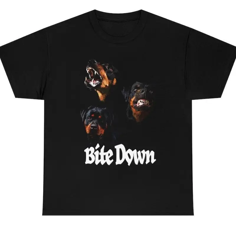 Bite Down angry dog retro streetwear t shirt