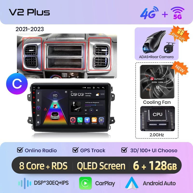 Junsun Draadloze Carplay Android Auto Autoradio Voor Fiat Ducato Peugeot Boxer 2 Citroen Jumper 2 2006 - 2023 Gps Multimedia 2 Din