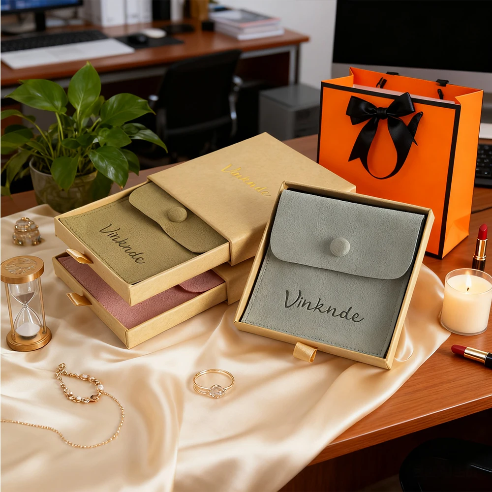 

Personalized Paper Drawer Box Jewelry Gift Snap Bag Custom Logo Brand Wedding Ring Earrings Container Promotion Birthday Party