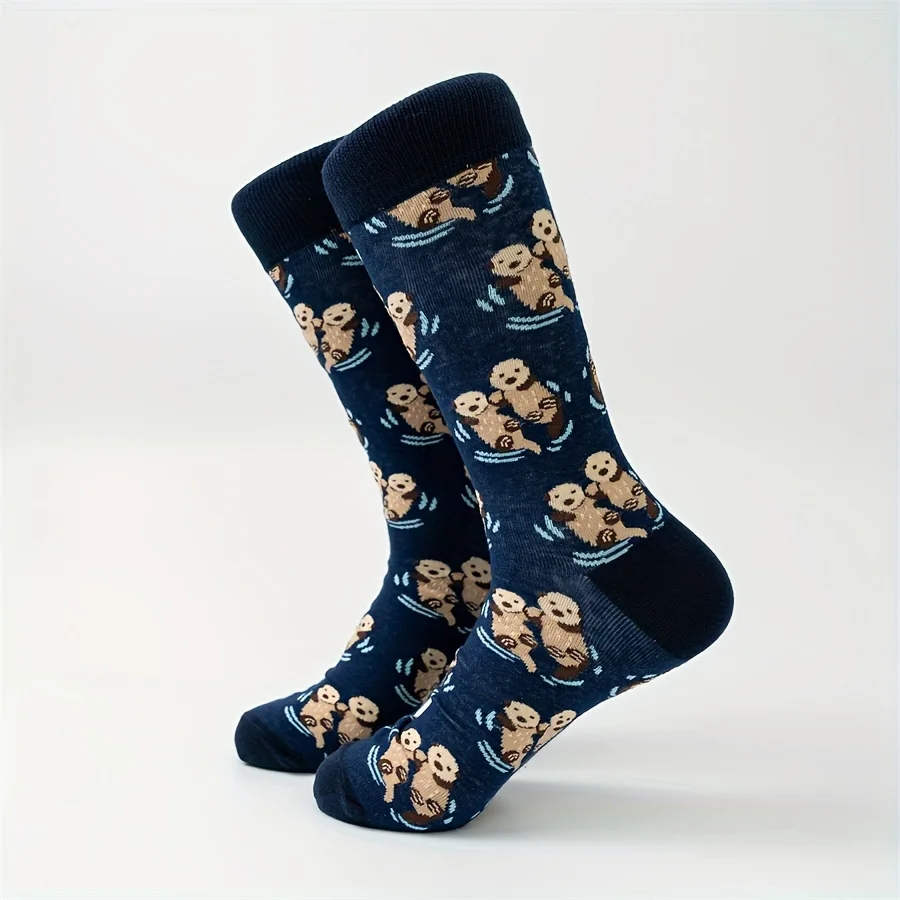 1 pair of mid-tube cotton socks European and American fashion casual lemon pattern couple style