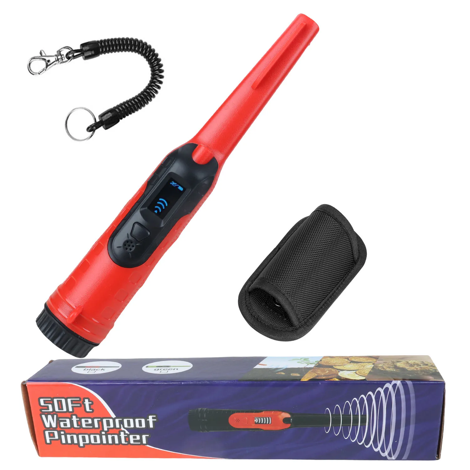 Waterproof Pinpointer Metal Detector HD LCD Indicator Handheld Gold Coin Locator Three Modes High Effective Locating Bar