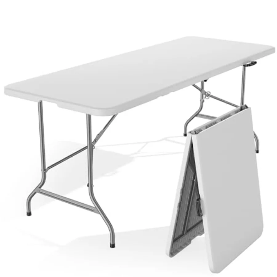 

Folding Picnic Table for Outdoor Indoor Camping Dining Party Kitchen, Aluminum Alloy, Gray, Easy to Fold and Store with Carryin
