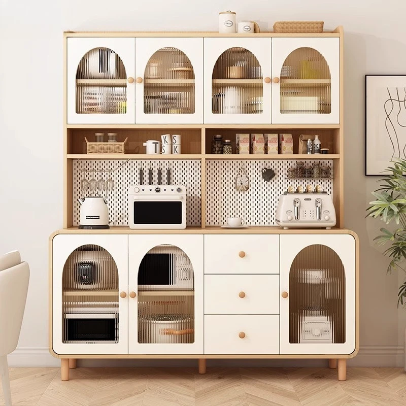 Высокий шкаф для столовой в кремовом стиле, современный простой шкаф для хранения, встроенная бытовая кухня