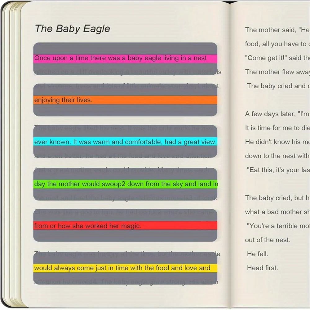 6pcs/pack Colorful Guided Reading Strips Highlighter Bookmarks for Dyslexia Students Crystal Clear Overlays for Easy Reading