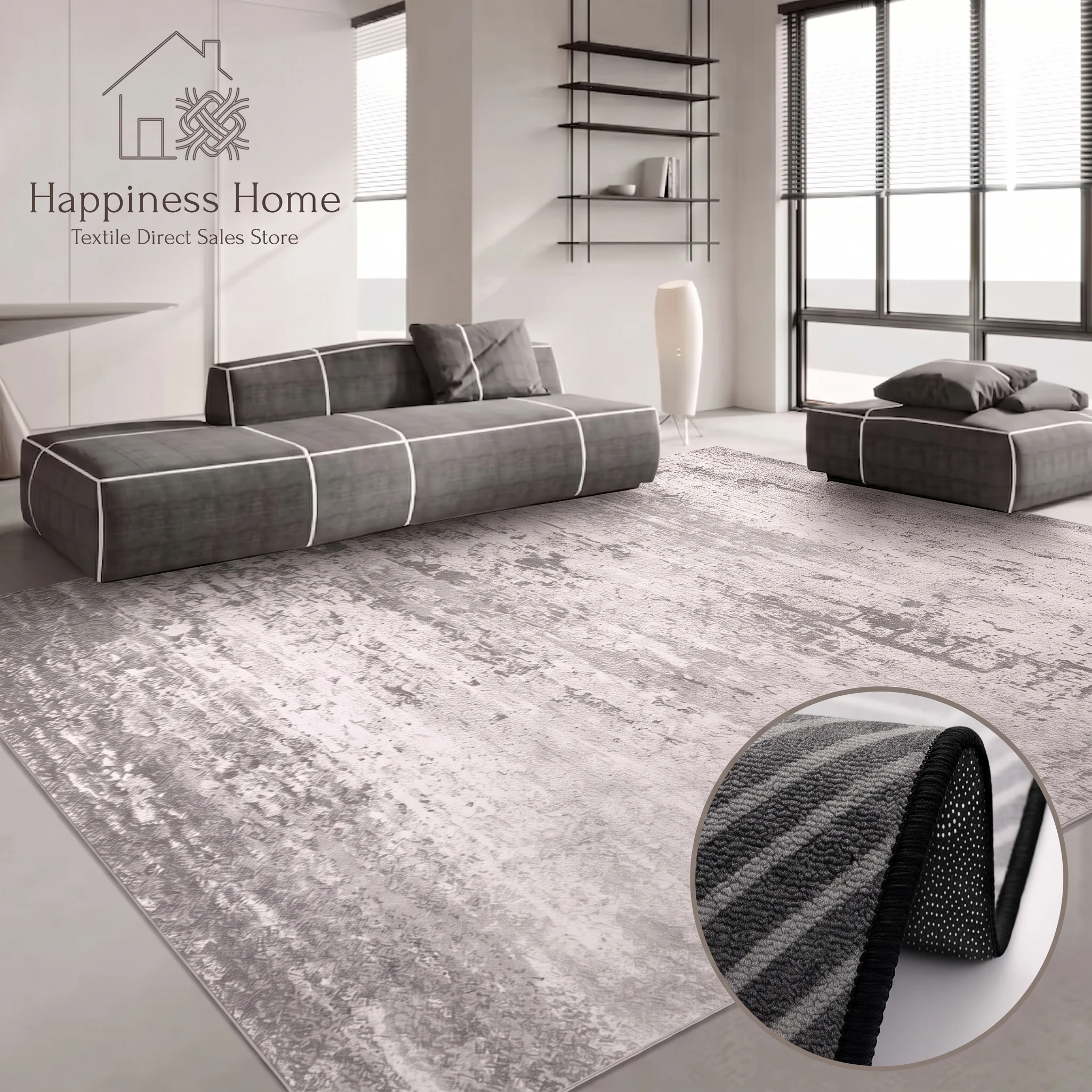 Modern Abstract Living Room Decoration Carpet Simple Lounge Rugs Soft Anti-slip Dirt-resistant Bedside Mat Easy Cleaning