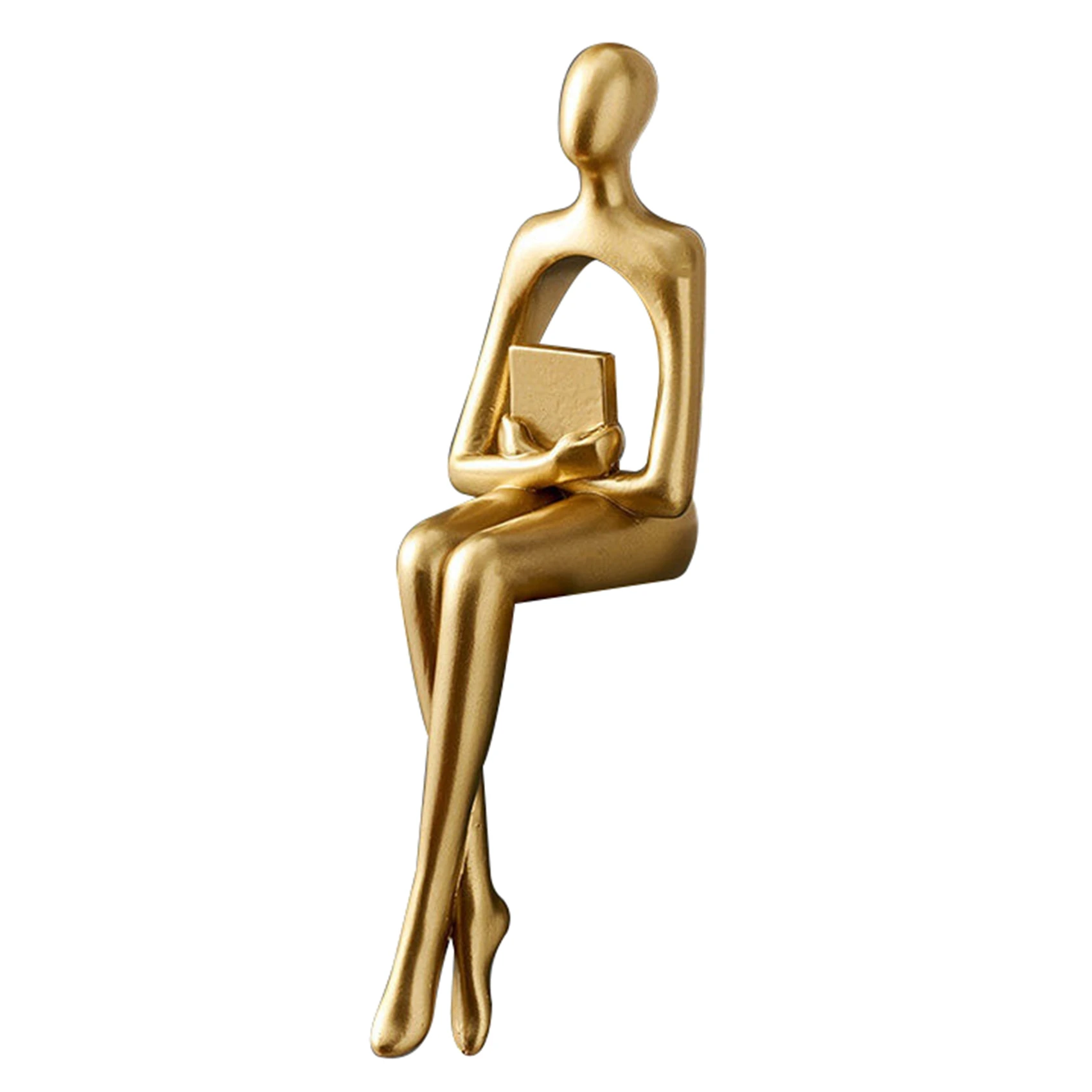 AT84-Thinker Statue Abstract Figure Sculpture Small Ornaments Resin Statue Home Gold Abstract Statue Office Decor