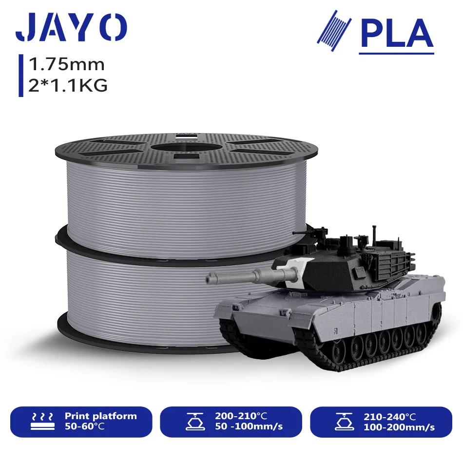 JAYO 2,2 kg 3D-PLA-Druckerfilament 1,75 mm, ungiftig und blasenfrei, PLA-Kunststoff als 3D-Druckfilament für 99 % der 3D-FDM-Drucker und -Stifte