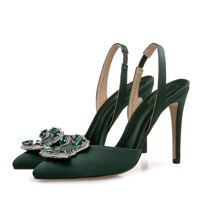 

Туфли женские с острым носком, шелковая искусственная Пряжка, плоская подошва, туфли для банкета, платье, большие размеры, весна-лето