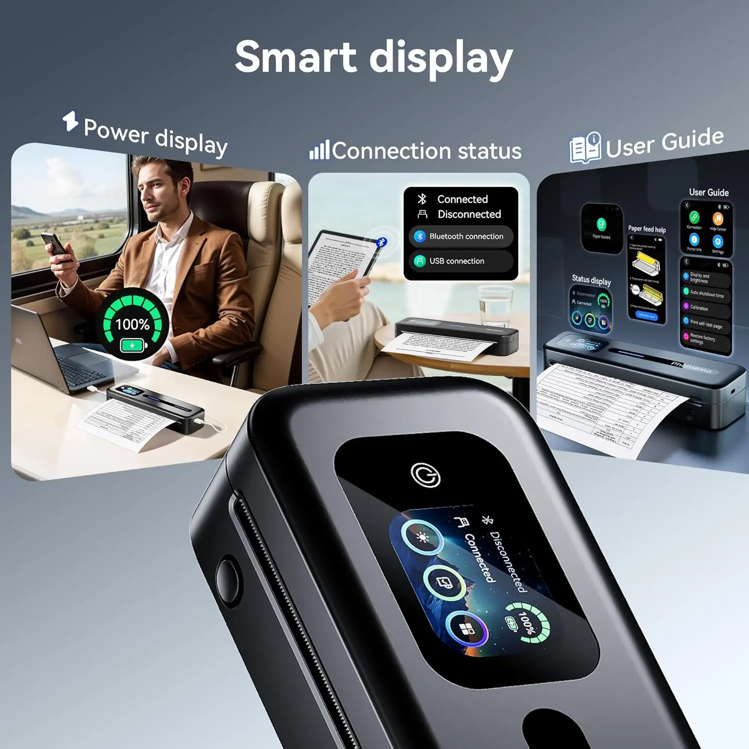 Upgraded Portable Inkless Printer with Touchscreen M832D Bluetooth Wireless Thermal Printer 8.5