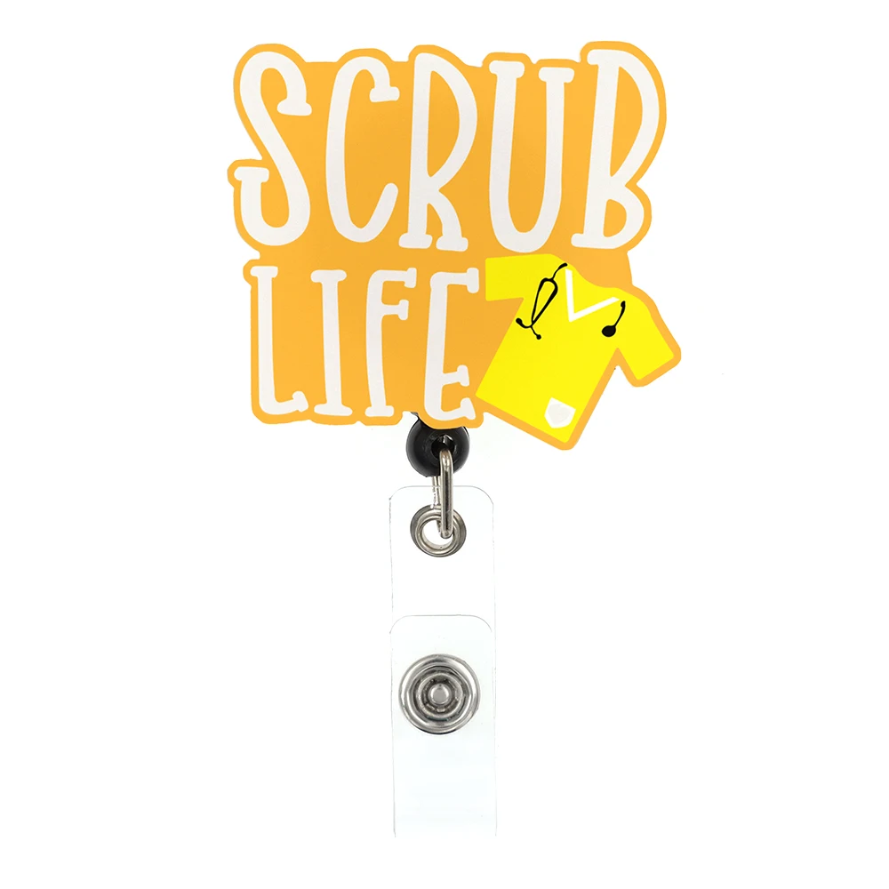 1/5/10pcs/Lot Acrylic Medical Scrub Life Nursing Student Badge Reel Holder For Nurse Accessories Scrub Life Badge Holder