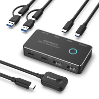 RSHTECH KVM USB C Switch with Controller 2 Computers Share 4 10Gbps USB 3.2 Gen 2 USB Switcher Selector for PC Laptop Keyboard
