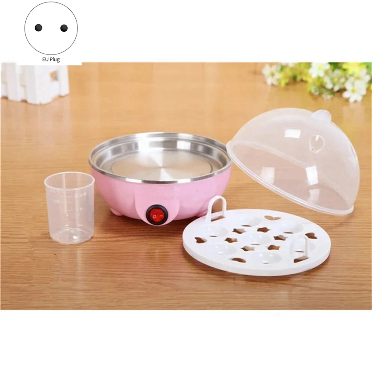 Rapid Egg Cooker: 7 Egg Capacity Electric Egg Cooker for Hard Boiled Eggs, Poached Eggs, Scrambled Eggs Pink EU Plug