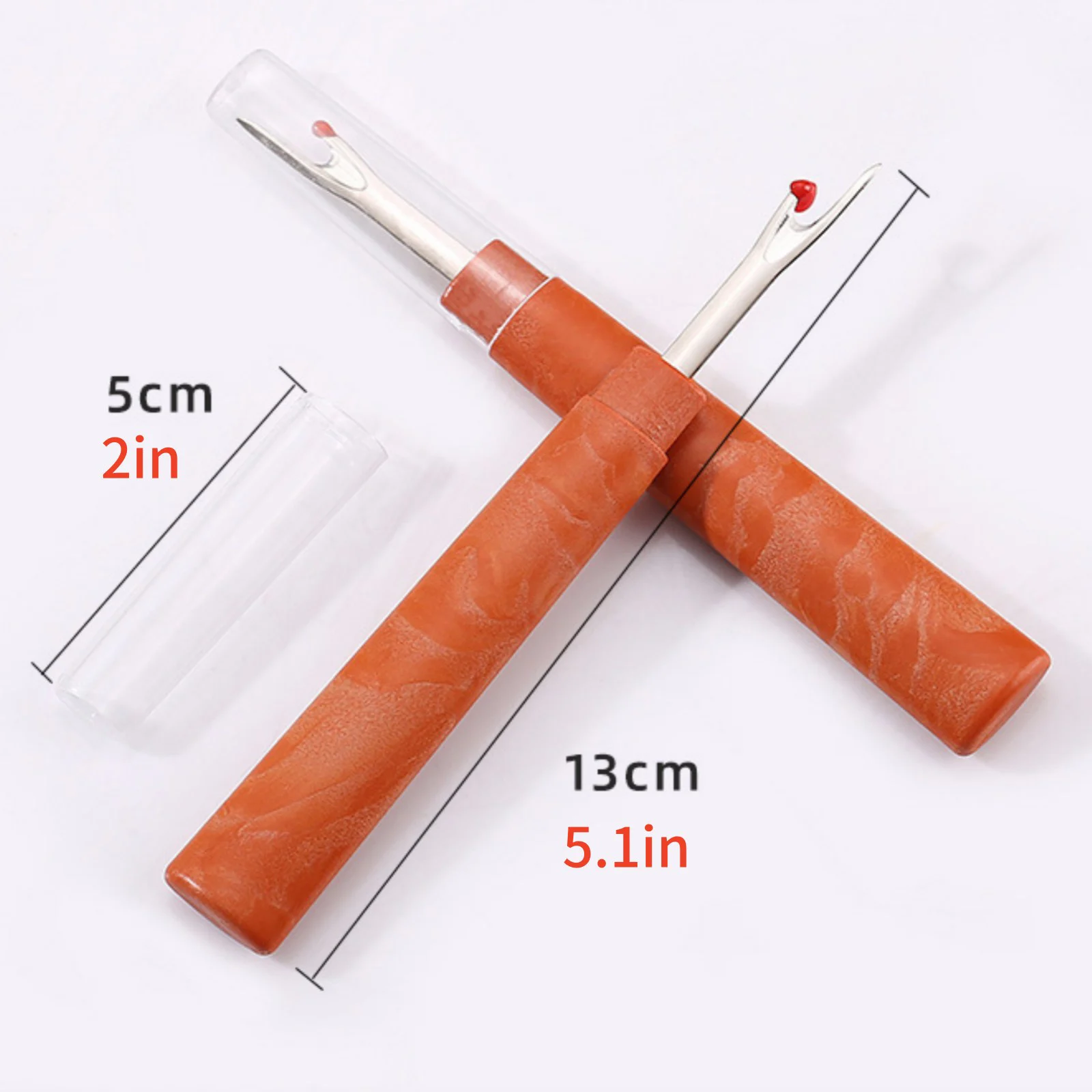4Pcs Seam Ripper 5.1-inch Woody Style With Safety Lid Handle Craft Thread Cutter Seam Ripper Stitch Unpicker Needle Arts Sewing