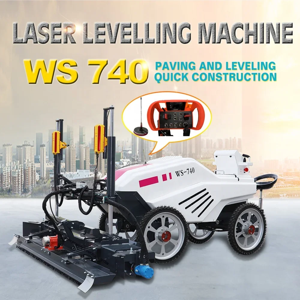 WS740 Concrete Surface Finish Road Construction Machine Vibrating Concrete Laser Leveling Machine with REMOTE System