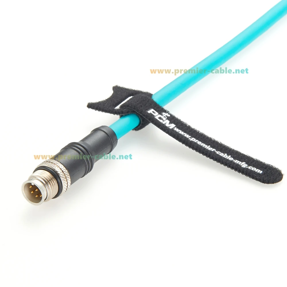 하이 플렉스 방수 산업용 카메라 케이블, Basler Cognex Keyence용 CAT6A 이더넷 케이블, M12 8 핀 A 코드 to RJ45 GigE Vision