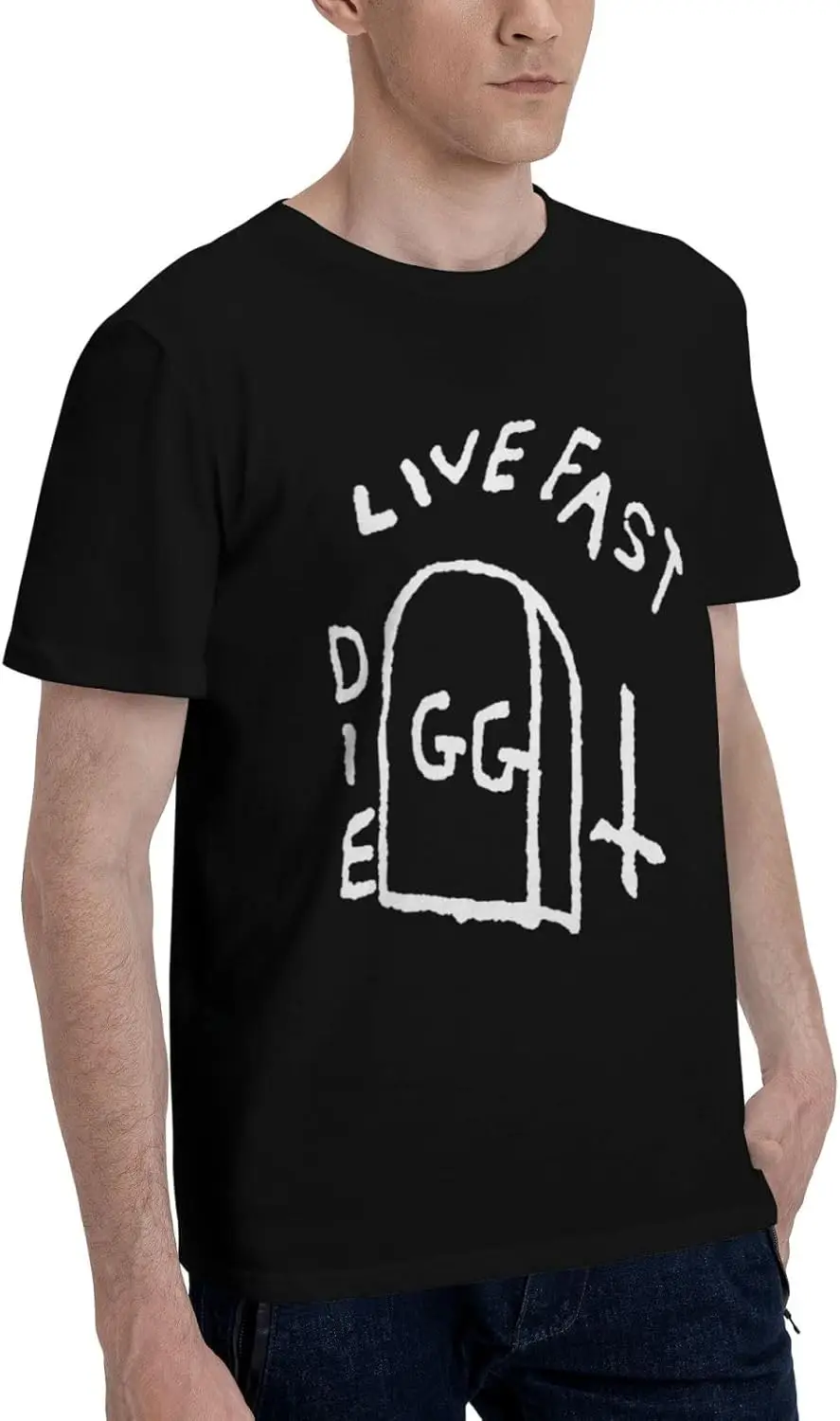 Gg Allin Live Fast Die Mans Sports Cotton Classic Crewneck Fashion Short Sleeve Tee Shirt Black Black