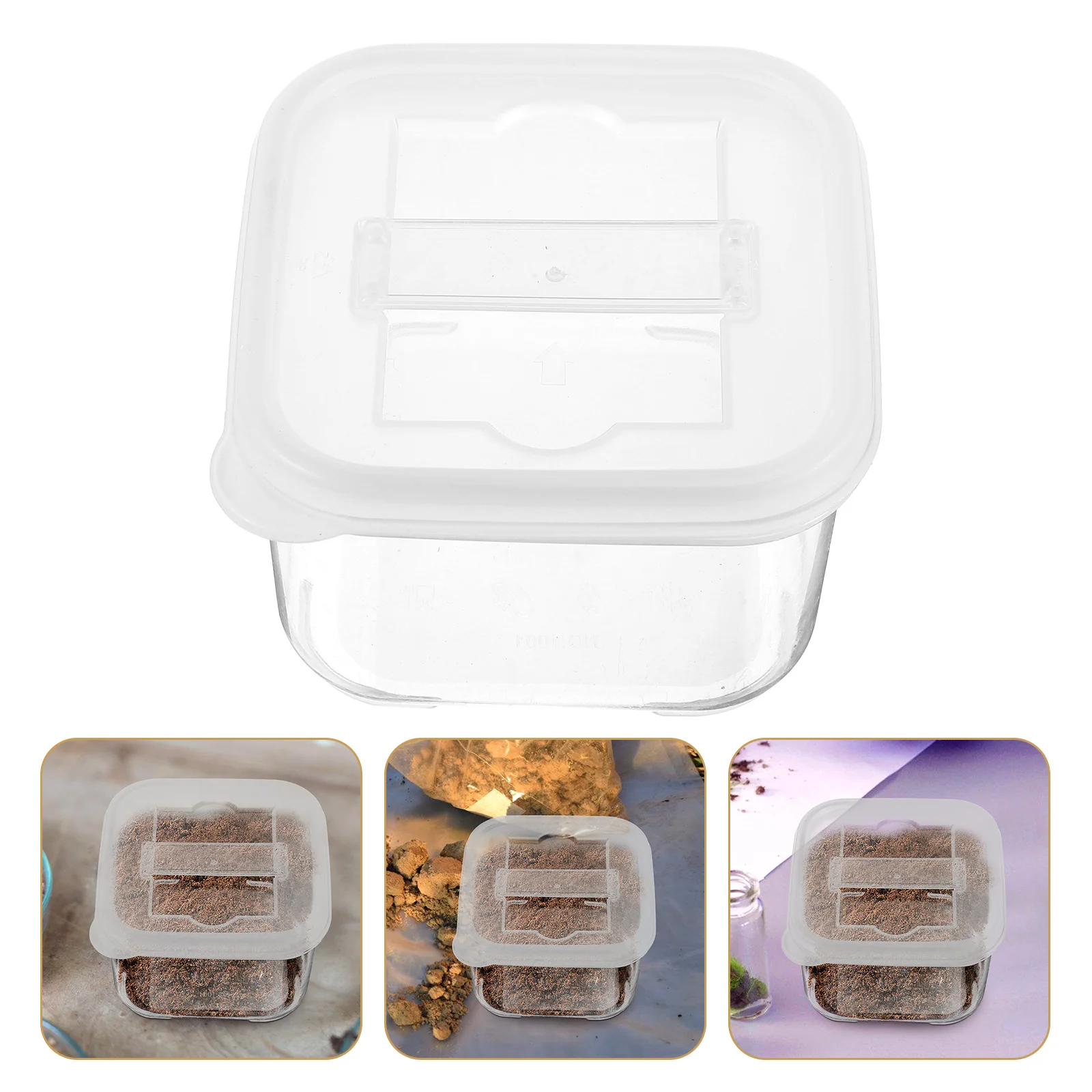 4 Pcs Condiment Sample Box Food Containers Rectangular Storage with Lids Plastic Fridge Organizers