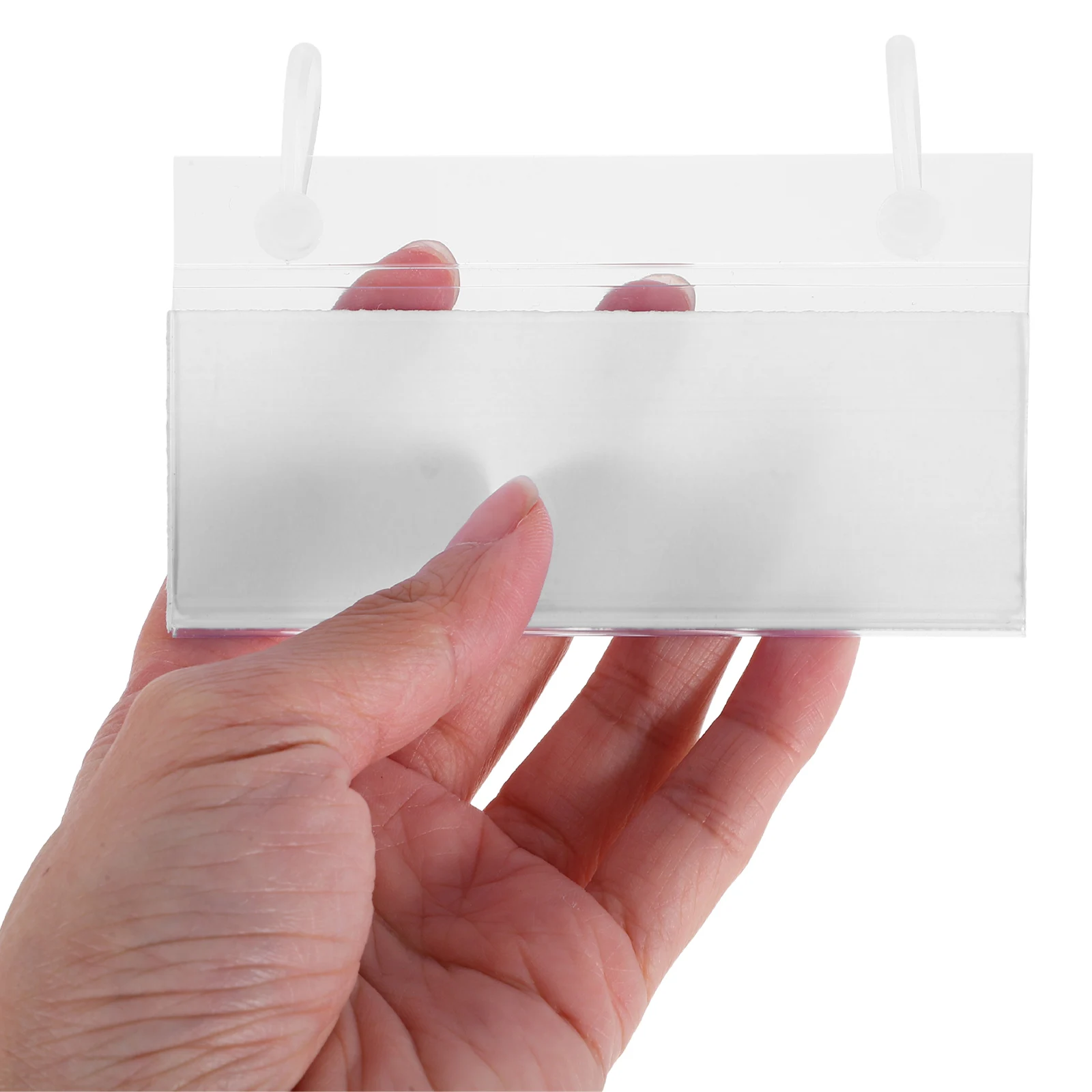 

1 set 1 Set Transparent Plastic Label Holders Snap Locking Basket Clips Easy Hanging Price Sign Display For Supermarket Pantry