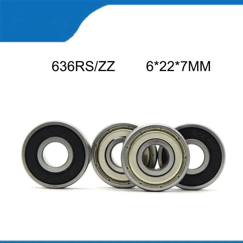 5/10PCS (ABEC-1) 636-2RS/ZZ Bearing  636RS  636ZZ( 6MM*22MM*7MM ) Deep Groove Steel Sealed Ball Bearings  Steel High Quality