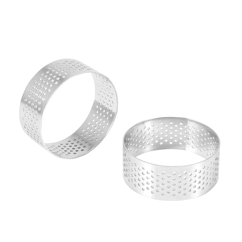 

B23B 100 Pack 5Cm Stainless Steel Tart Ring, Heat-Resistant Perforated Cake Mousse Ring, Round Ring Baking Doughnut Tools