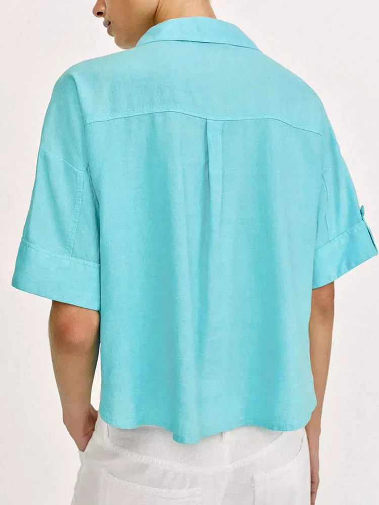 Summer New Arrival Women's Casual Fashion  Color Short Sleeve Turn-down Collar Short Shirt 25-35 Years Old 2026 Summer