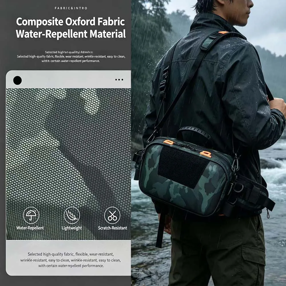 Lure Bag Fishing Gear Bag Multi-Functional Waist Bag Cross-Body Bag Large Capacity Fishing Rod Bag