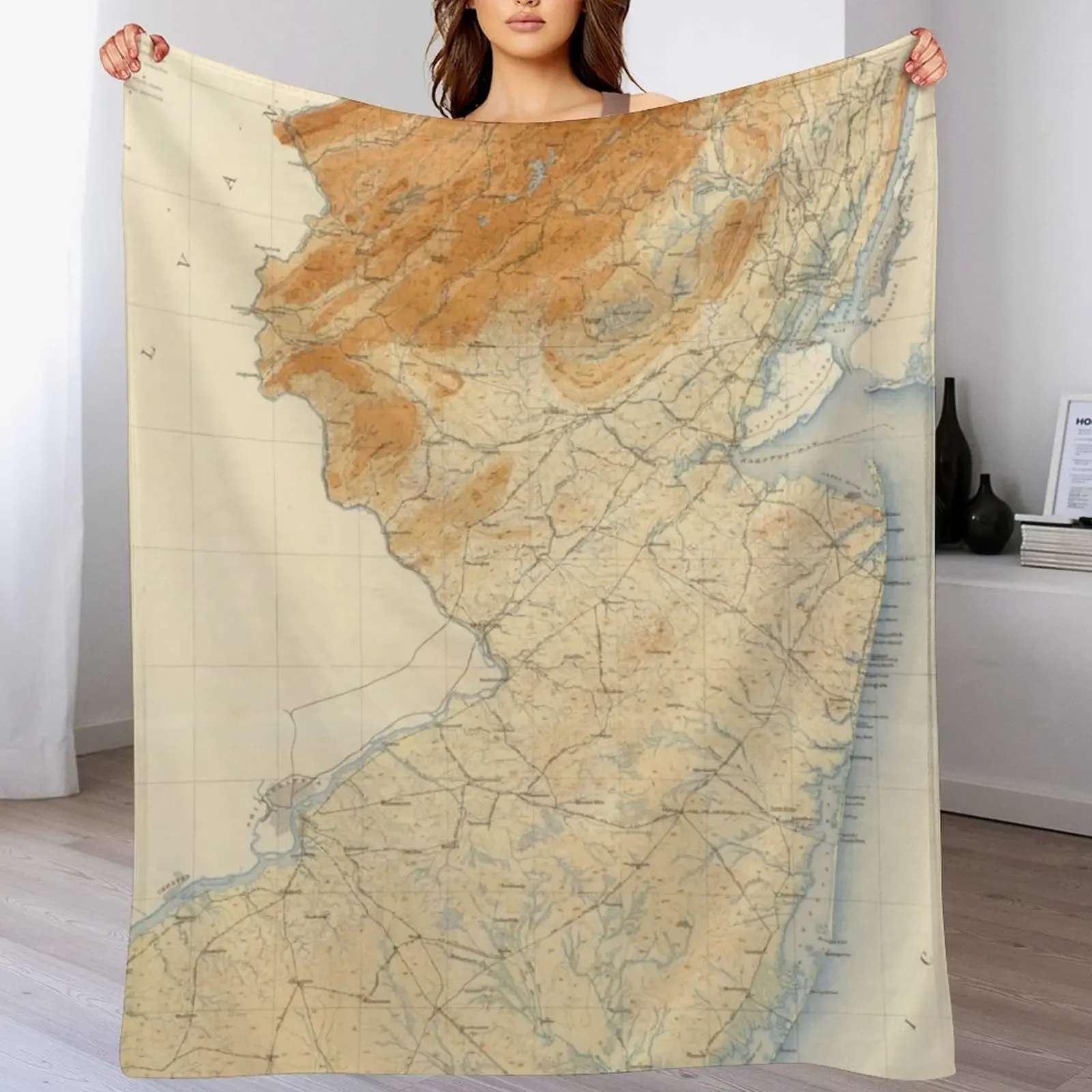 

Old New Jersey Geological Map (1888) Vintage NJ Topography Atlas Throw Blanket Luxury Thicken Nap Cute Blankets