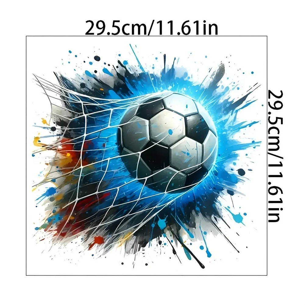 Football Wall Sticker Blue PVC 29.5x29.5cm - Removable Waterproof Dust Resistant Decor for Living Room Bedroom