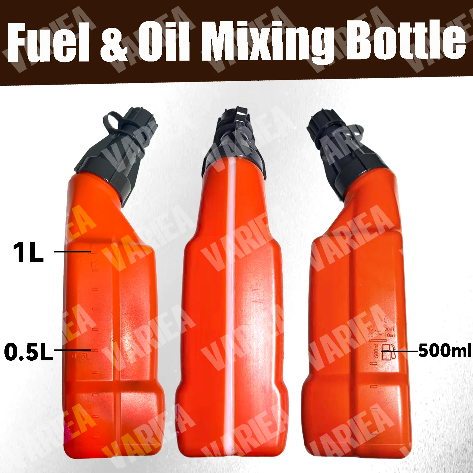 VARIEA-Two-stroke Gardening Equipment Fuel Mixing Bottles - Capacity of 1 Liter, with Measurement Marks and 50:1/35:1/25:1 Ratio