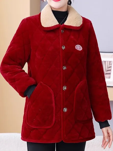 

Теплая хлопковая куртка на флисовой подкладке для женщин среднего и старшего возраста, модное двустороннее бархатное уютное ветрозащитное зимнее пальто