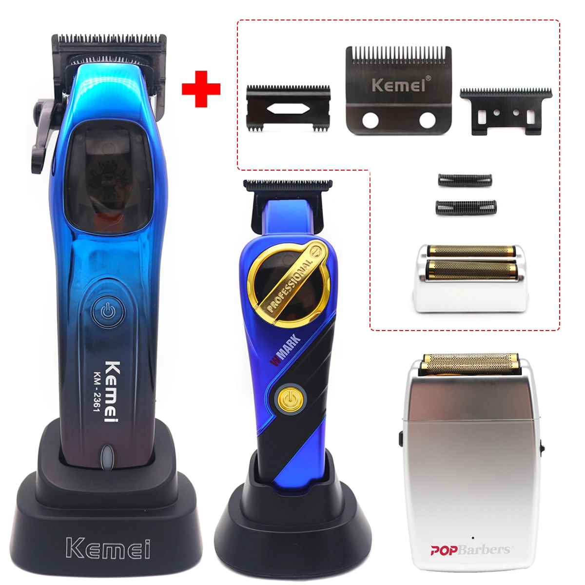 

KM-2361 NG-9213 P620 Professional Hair Clipper Kit for Men Magnetic Motor DLC Blade 11000RPM Electric Shaver Finishing Machine