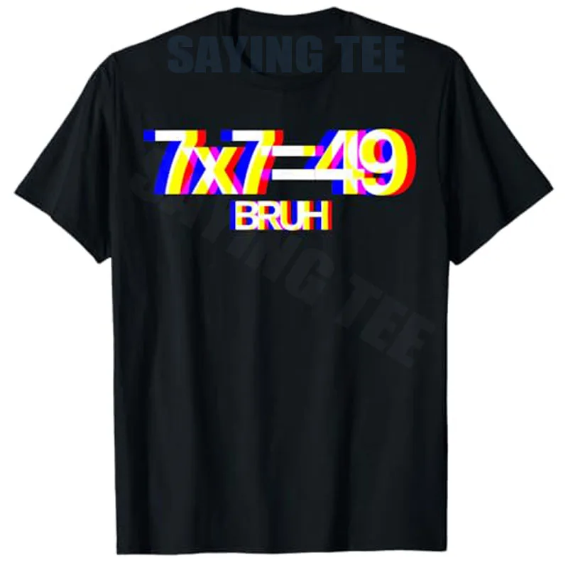 7x7 = 49 Humor Sarkastische Meme-Seite Flipped Art T-Shirt Y2k Bruh 7x7 = 49 Lustiges Stupid Brainrot Anaglyph Graphic Personalisiertes T-Shirt – Detail 8