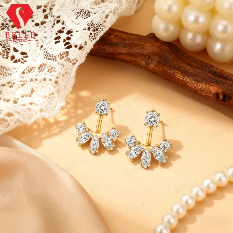 Moissanite Earrings with Round and Marquise Cuts Unique Two-Shape Combination for Stylish Women Perfect for Birthday Holiday